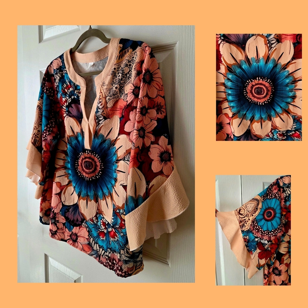Sunflower Boho Blouse-Brand New